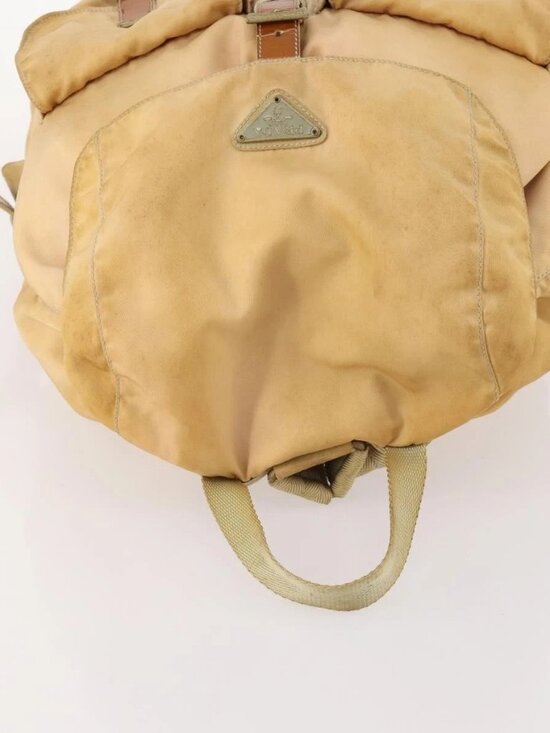 PRADA Backpack Nylon Beige Silver Auth gh1768 main image 12